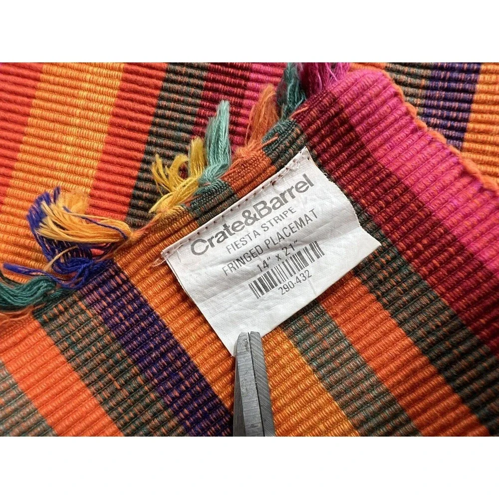 Crate And Barrel Placemats Set Of 4 Fiesta Stripe Cottagecore Table Decor